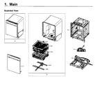 Samsung DW80M9550US/AA-00 main assy diagram