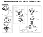 Samsung WV55M9600AW/A5-00 dual module basket parts diagram