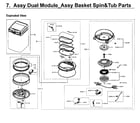 Samsung WV55M9600AW/A5-01 dual module basket parts diagram