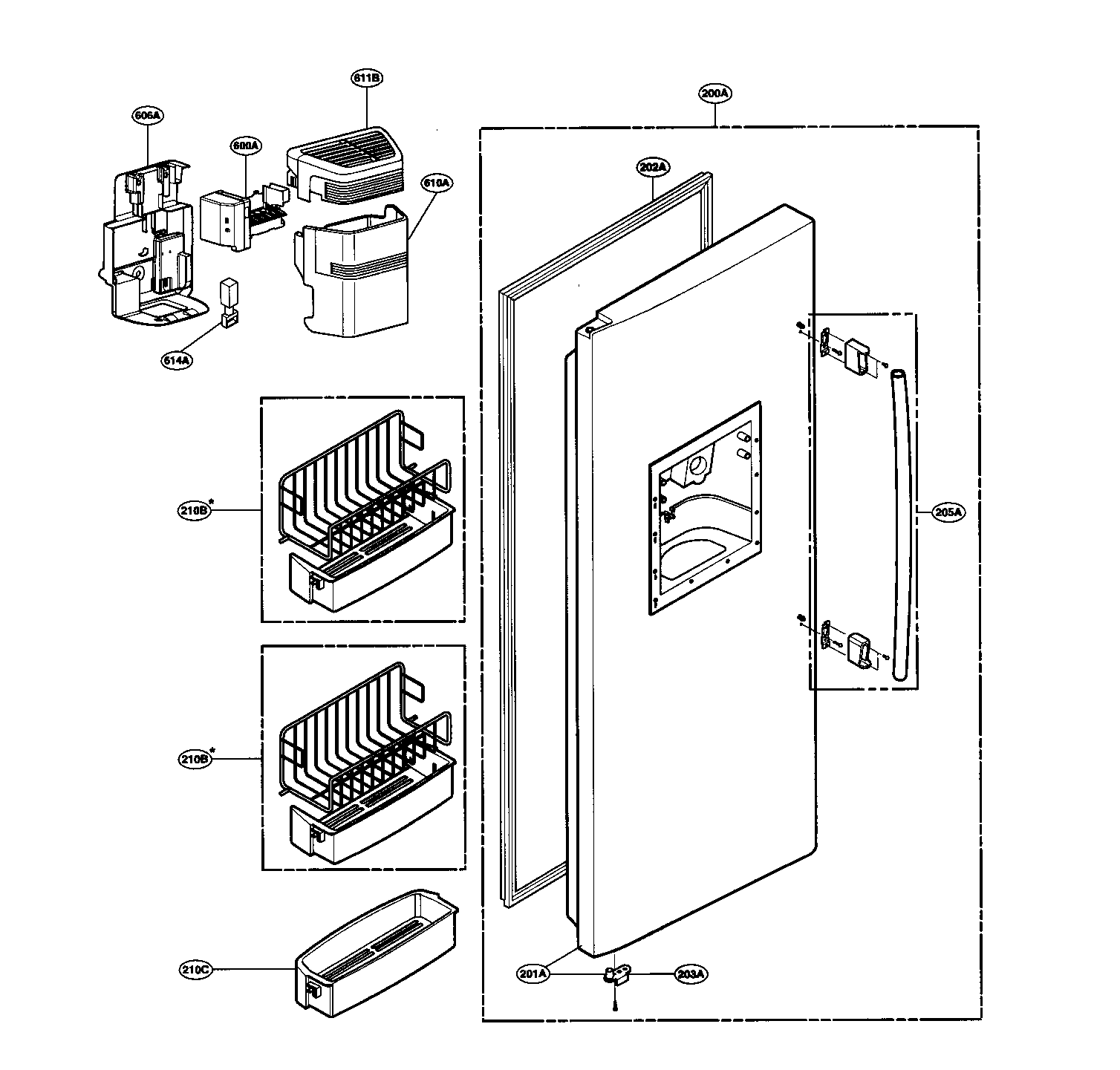 Freezer door parts
