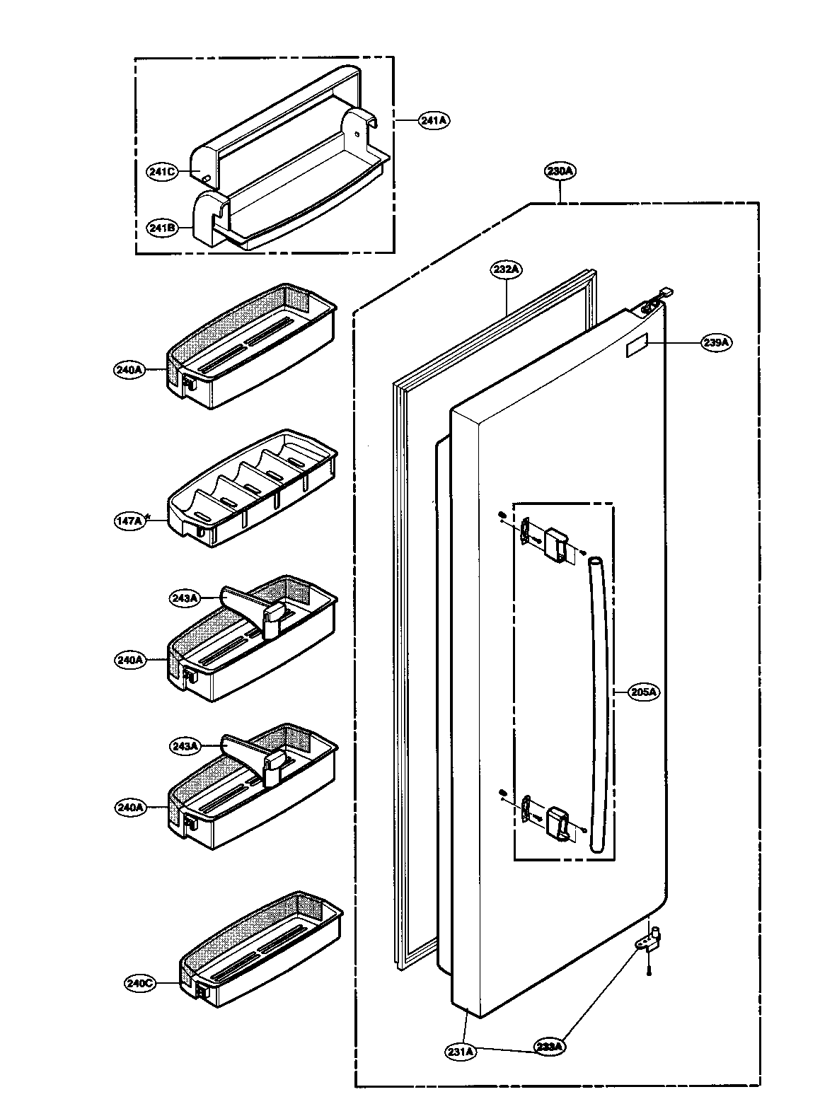 Refrigerator door parts
