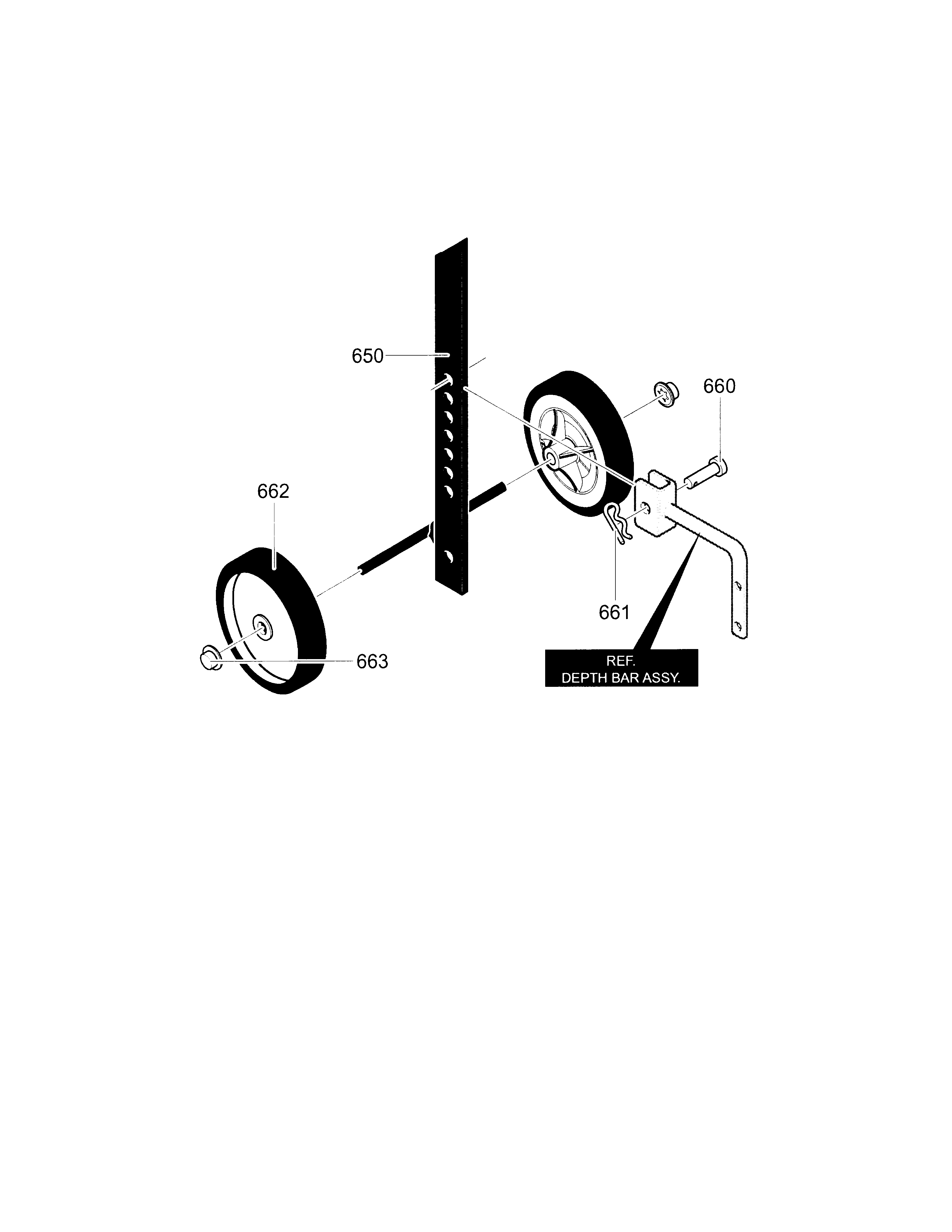 Wheels and depth bar assembly