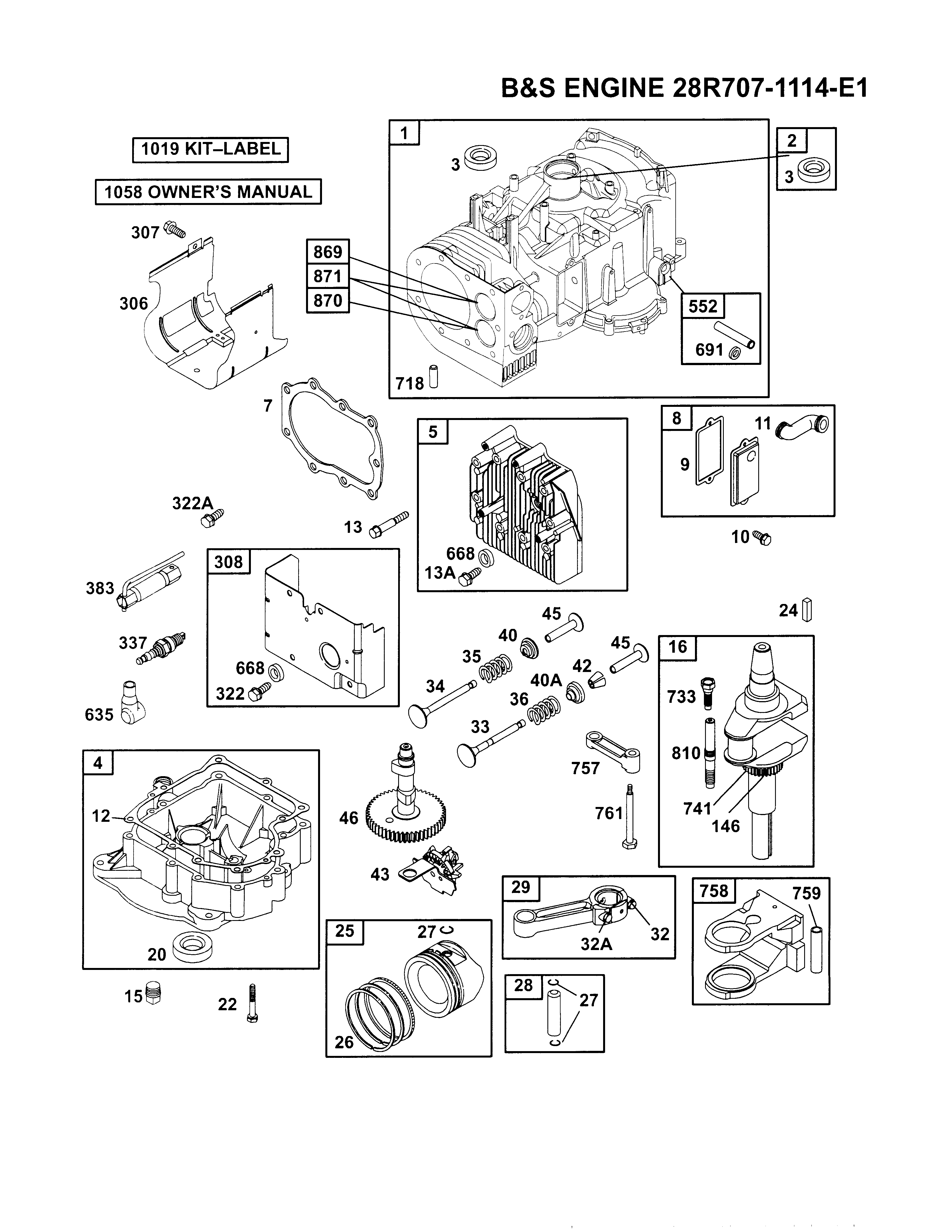 B&s engine assembly (28r707-1114-e1)
