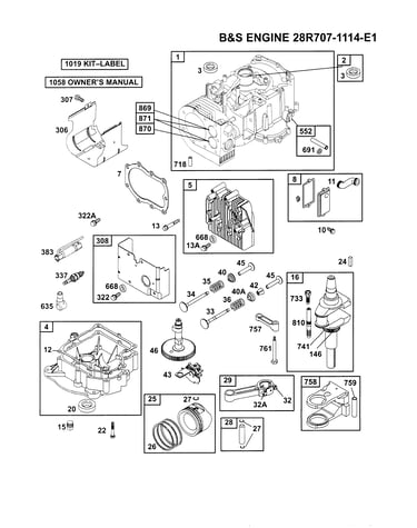 B&s engine assembly (28r707-1114-e1)