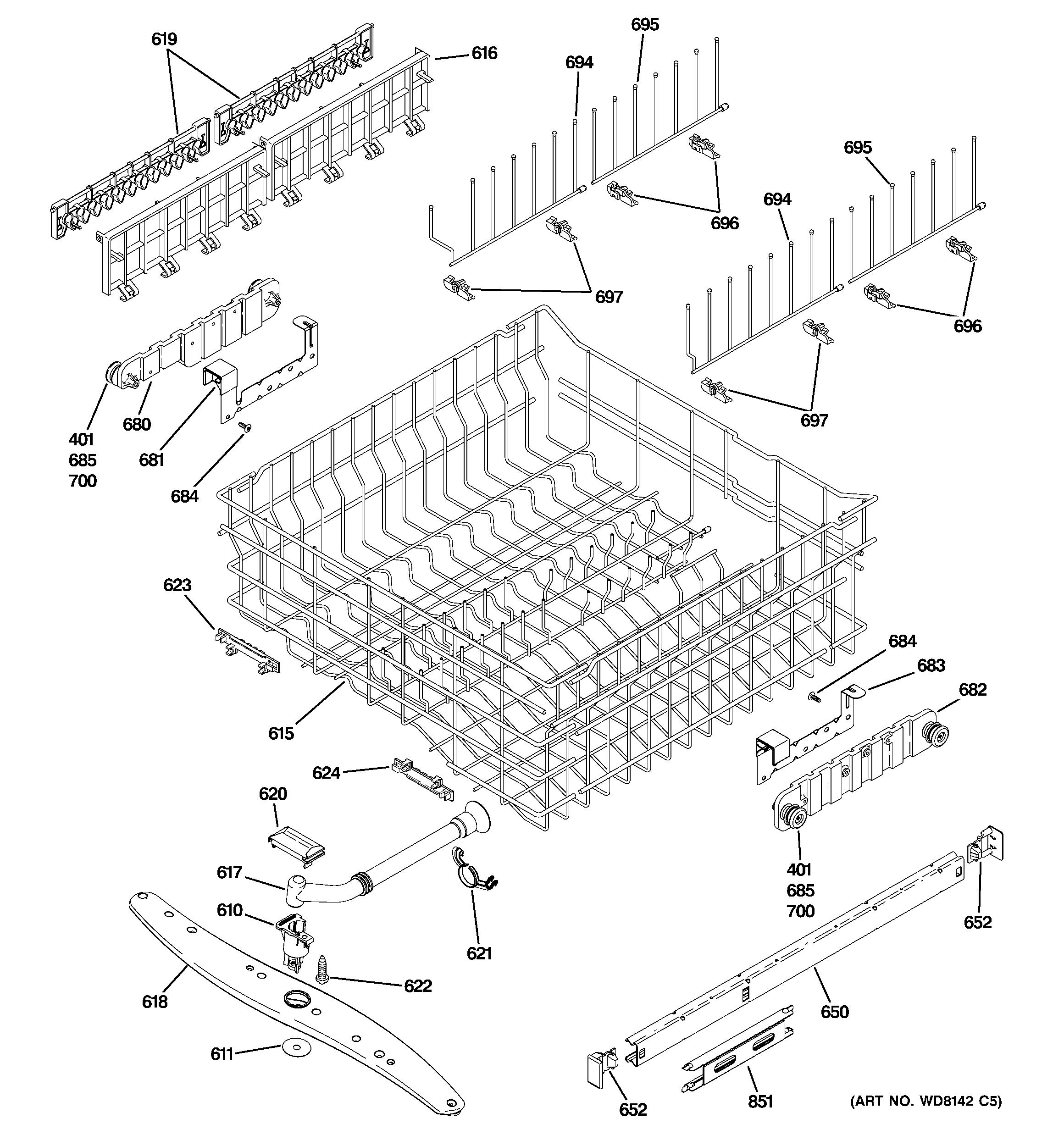 Upper rack assembly