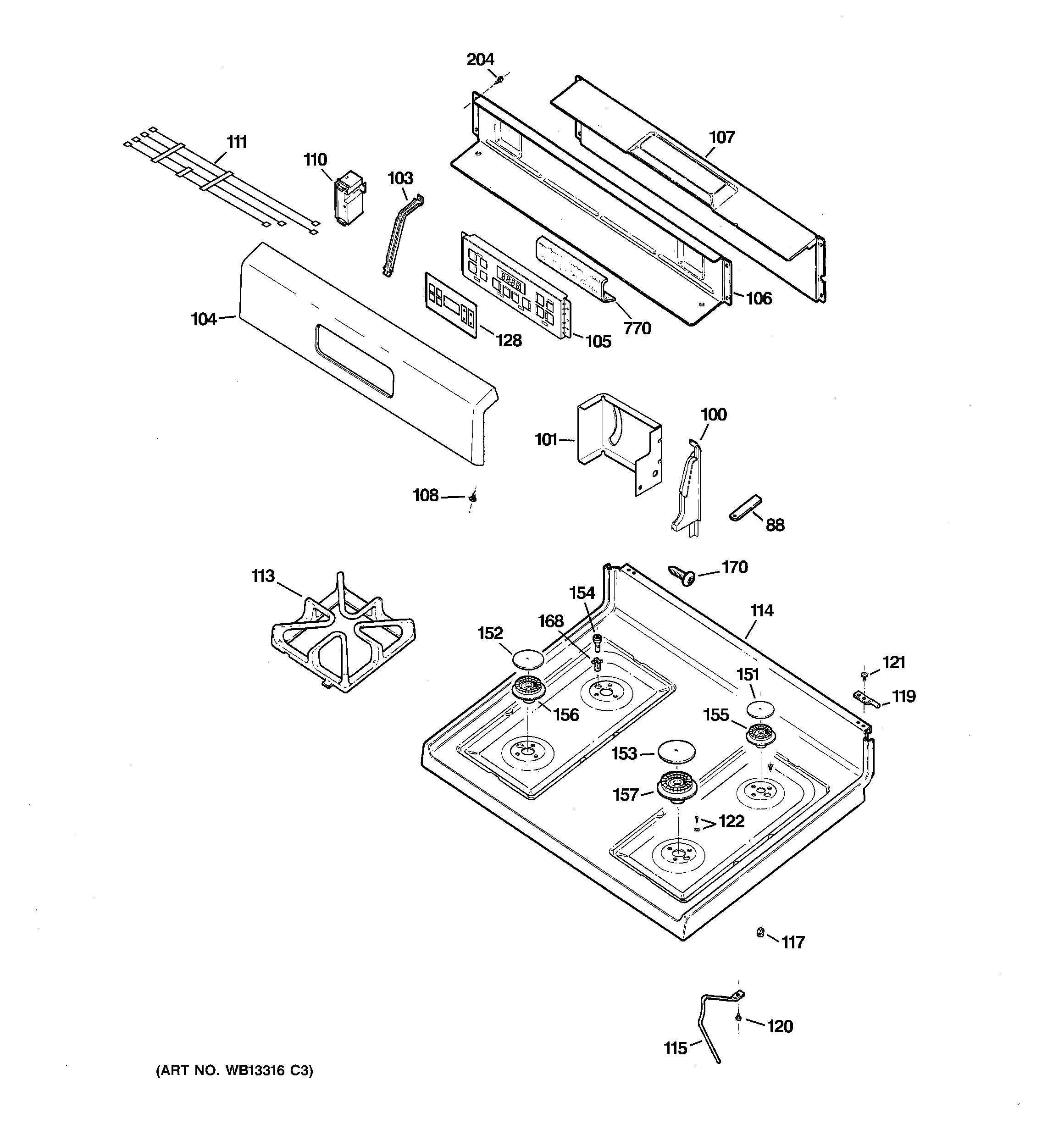 CONTROL PANEL & COOKTOP