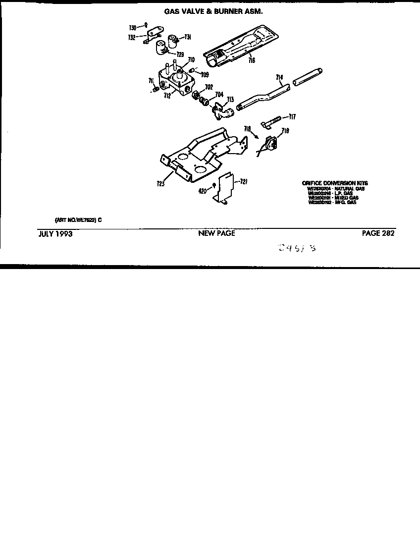 GAS VALVE AND BURNER ASSEMBLY