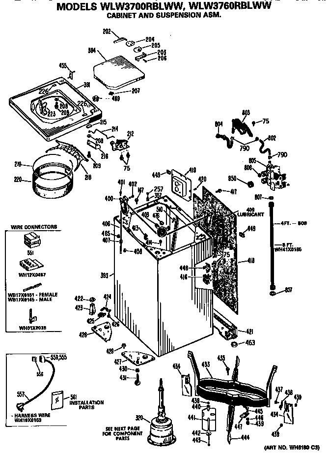 Cabinet and suspension assembly