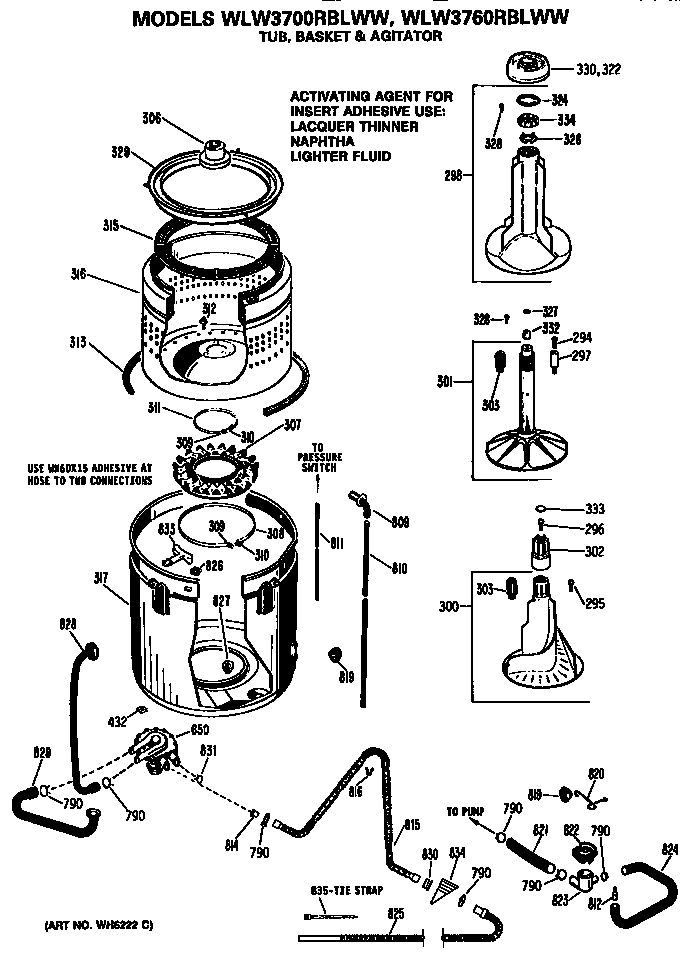 Tub/basket and agitator