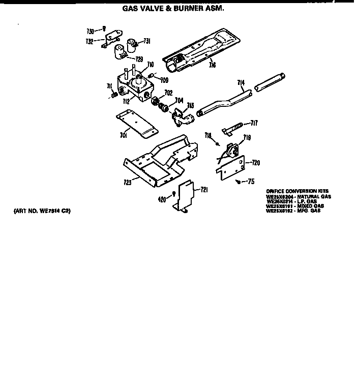 GAS VALVE AND BURNER ASSEMBLY