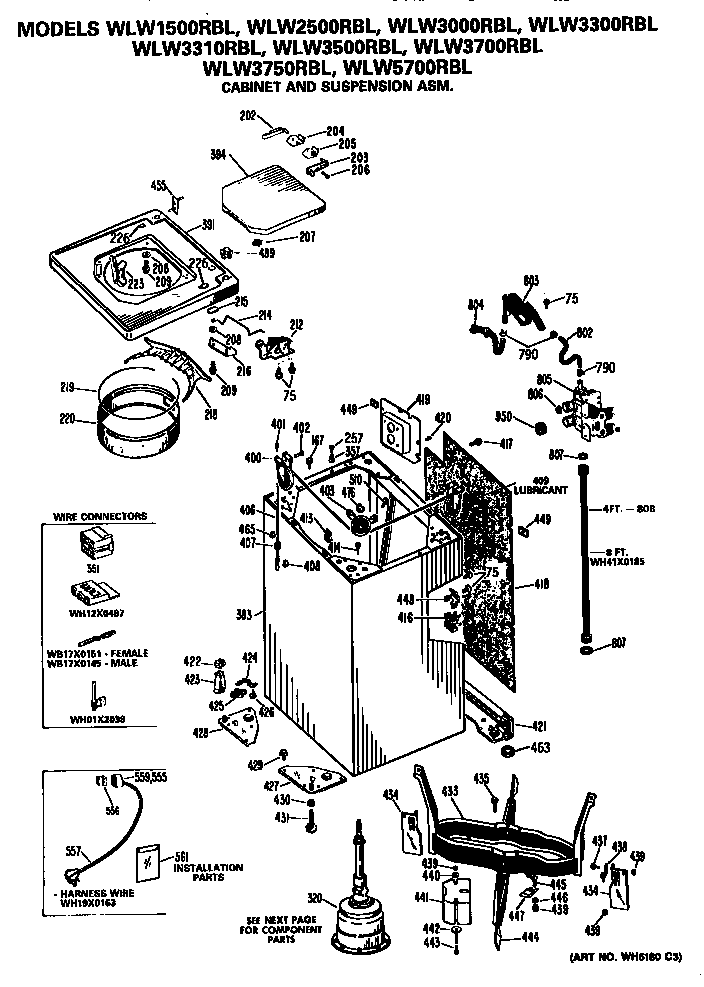 Cabinet and suspension assembly