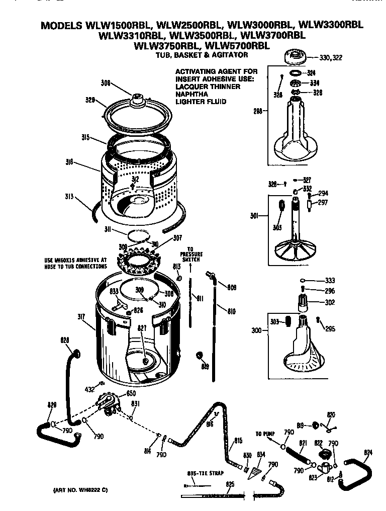Tub/basket and agitator
