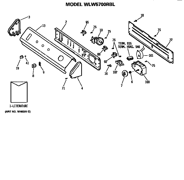 Control panel for wlw5700rbl only