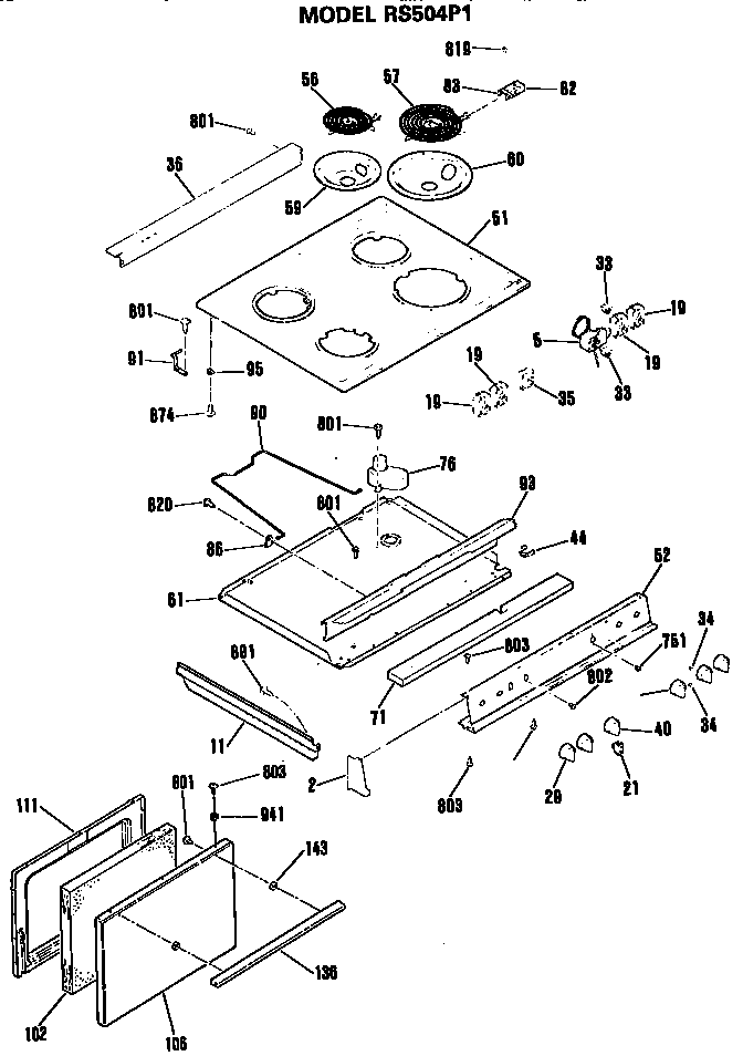 CONTROL/COOKTOP AND DOOR