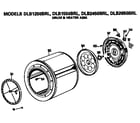 Hotpoint DLB1550BRL drum and heater assembly diagram