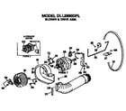 Hotpoint DLL2880DPL blower and drive asssembly diagram