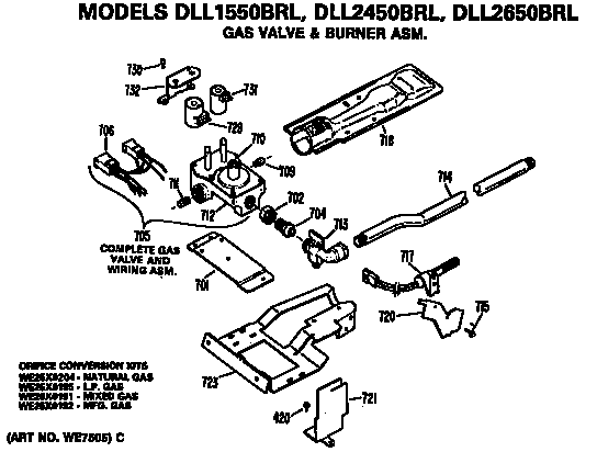 GAS VALVE AND BURNER ASSEMBLY