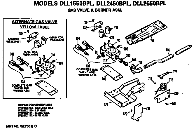 GAS VALVE AND BURNER ASSEMBLY