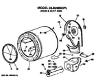 Hotpoint DLB2880DPL drum and duct assembly diagram