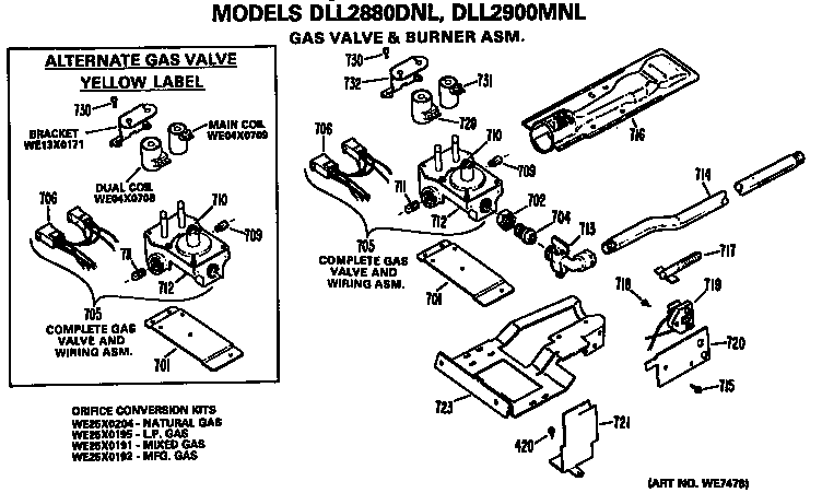 GAS VALVE AND BURNER ASSEMBLY