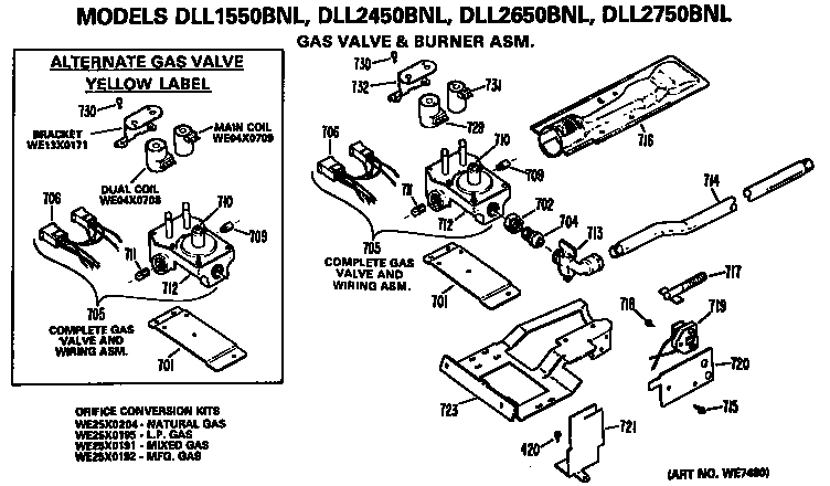 GAS VALVE AND BURNER ASSEMBLY