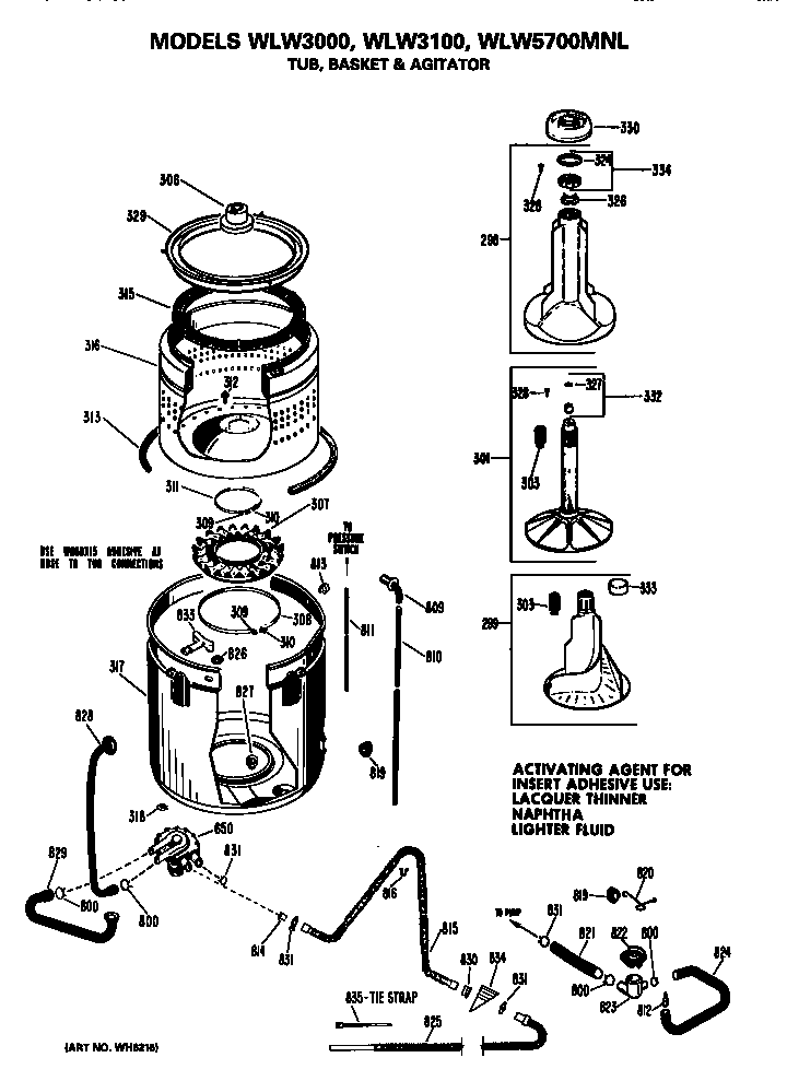 Tub/basket and agitator