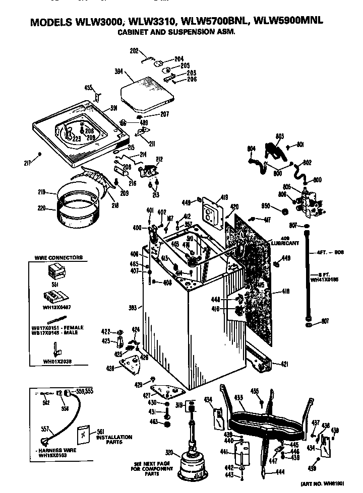 Cabinet and suspension assembly