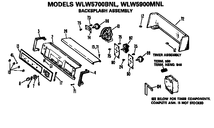 Backsplash for wlw5700bnl and wlw5900mnl only