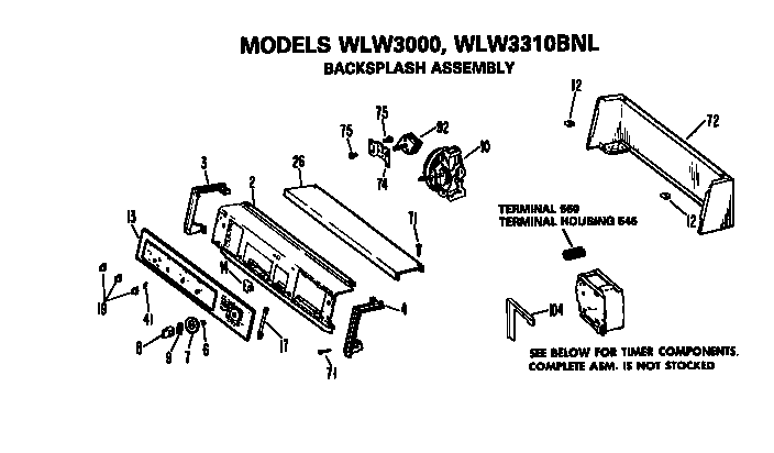 Backsplash wlw3000 and wlw3310bnl only