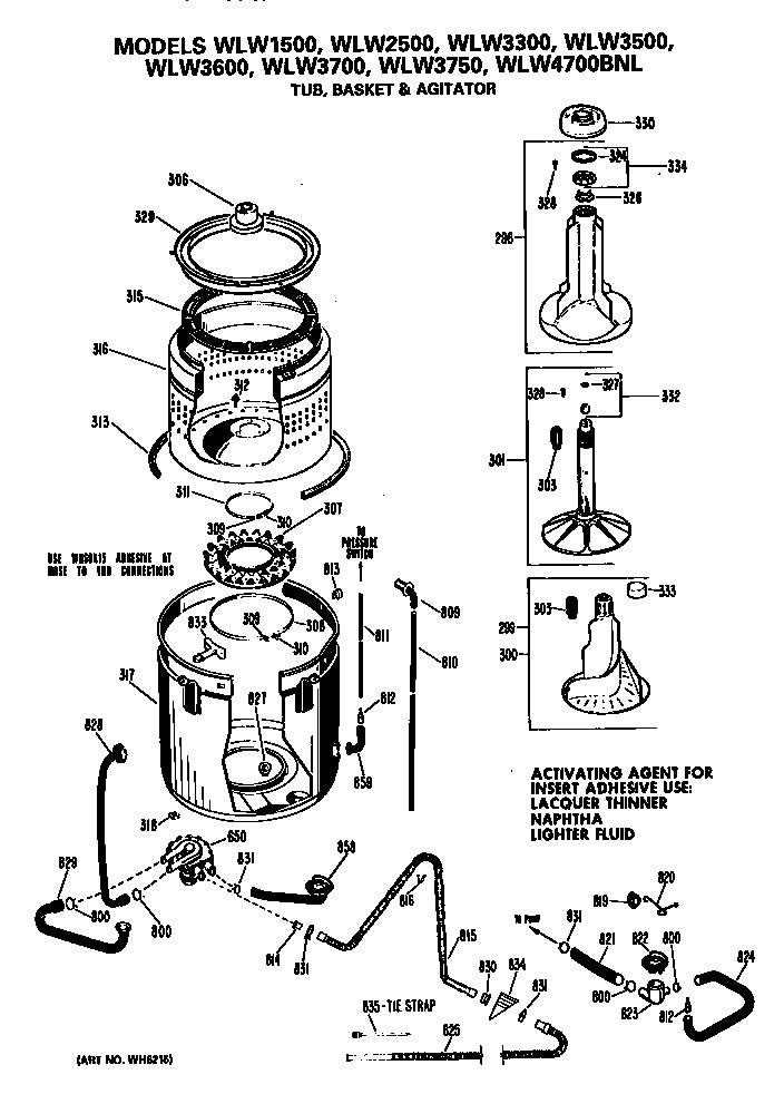 Tub/basket and agitator