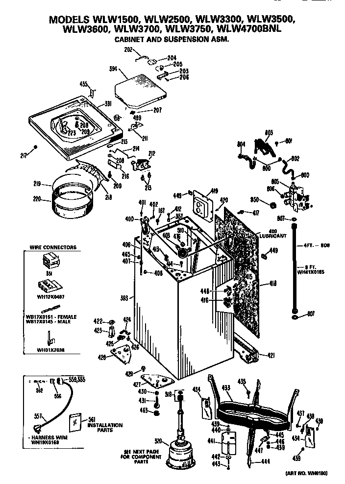 Cabinet and suspension assembly