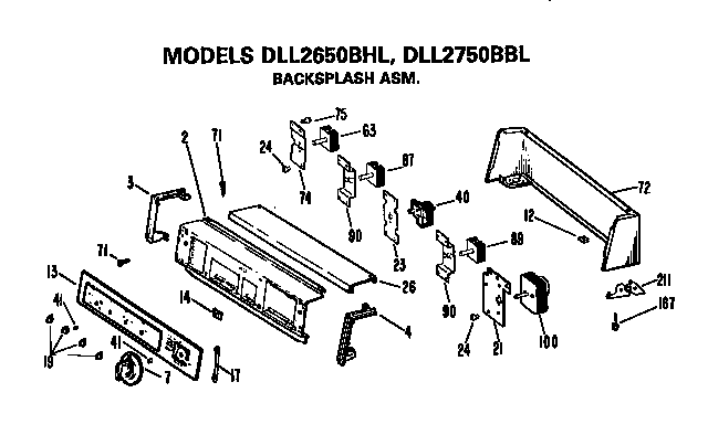 Backsplash for dll2650bhl and dll2750bbl only
