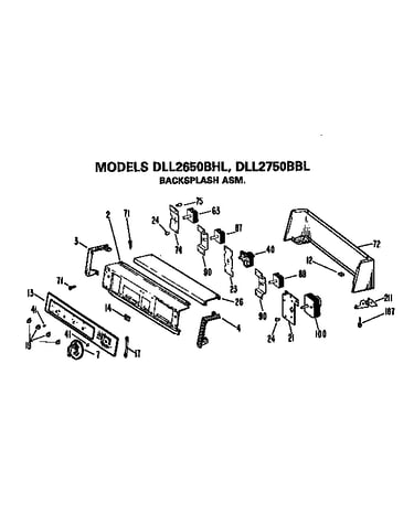 Backsplash for dll2650bhl and dll2750bbl only