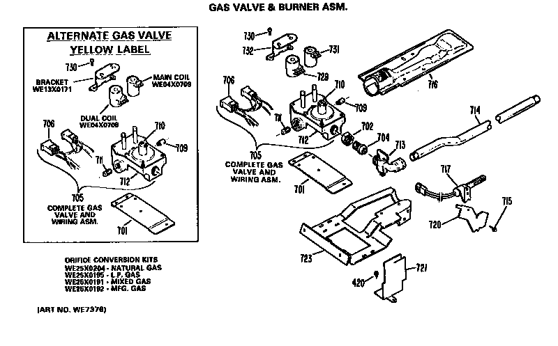 GAS VALVE AND BURNER ASSEMBLY