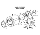Hotpoint DLL2750BAL drum and duct assembly diagram