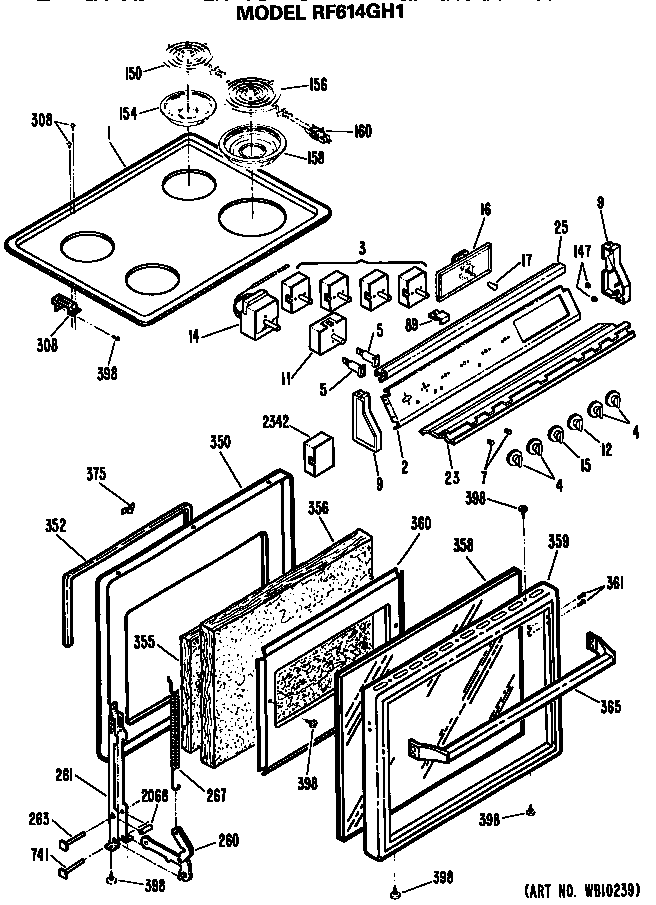 Cooktop/control and door