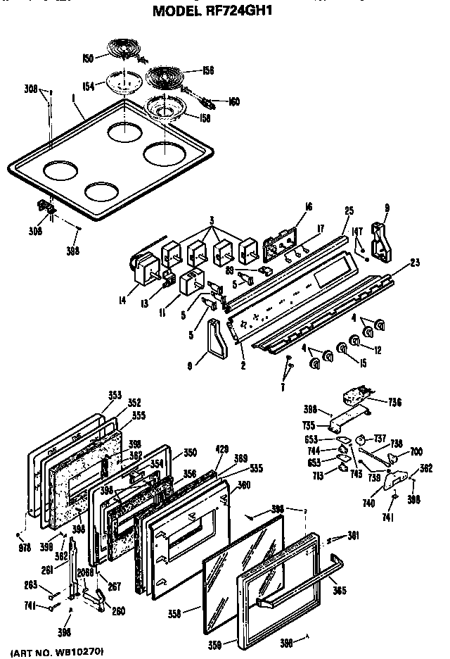 Cooktop/control and door