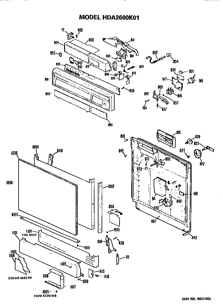 Front/control panel