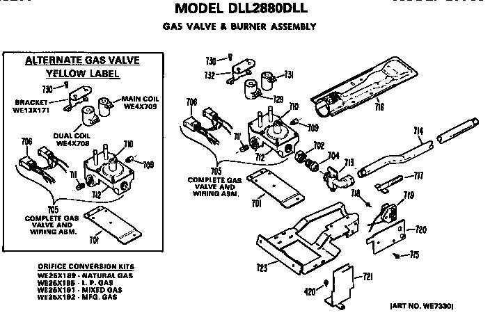 GAS VALVE AND BURNER ASSEMBLY