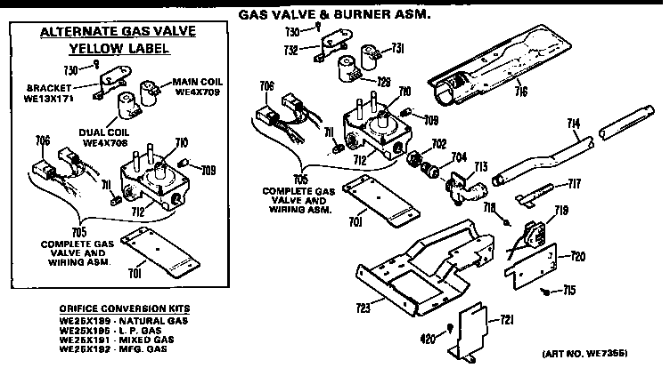 Gas valve and burner assembly