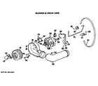 Hotpoint DLL1550BGL blower and drive assembly diagram