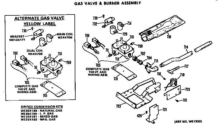 Gas valve and burner assembly