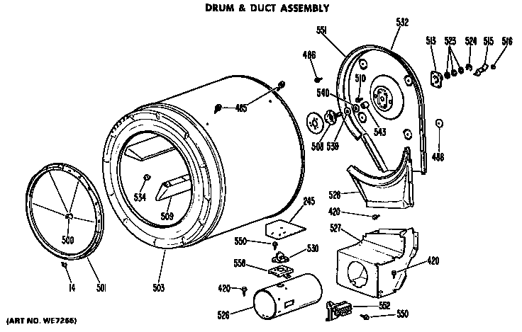 Drum and duct assembly