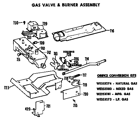 GAS VALVE AND BURNER ASSEMBLY