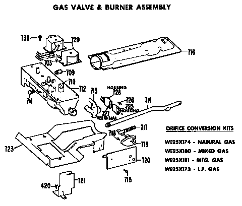 GAS VALVE AND BURNER ASSEMBLY