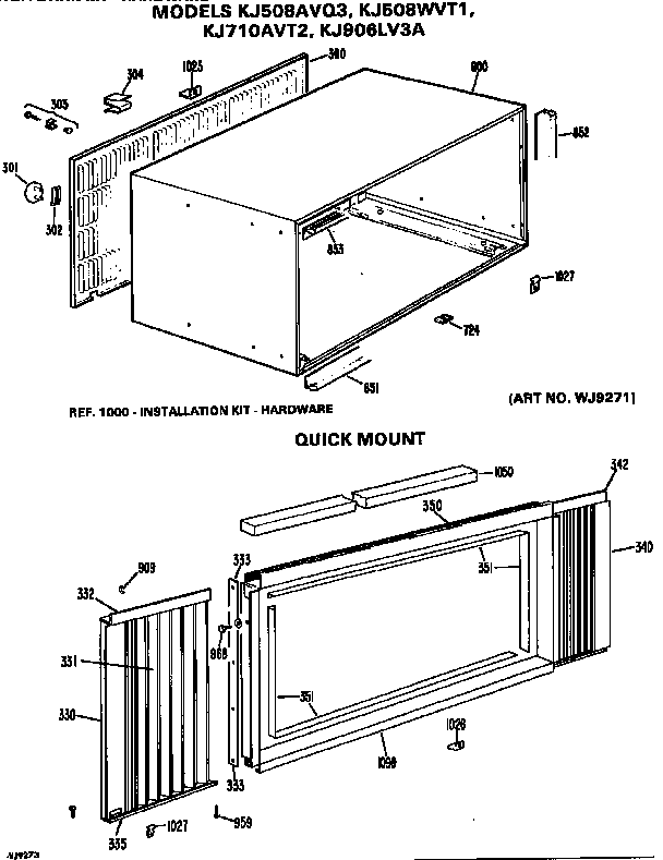 Cabinet and quick mount assembly