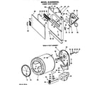 Hotpoint DLB2880DAL cabinet front and drum assembly diagram