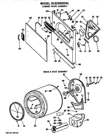 Cabinet front and drum assembly