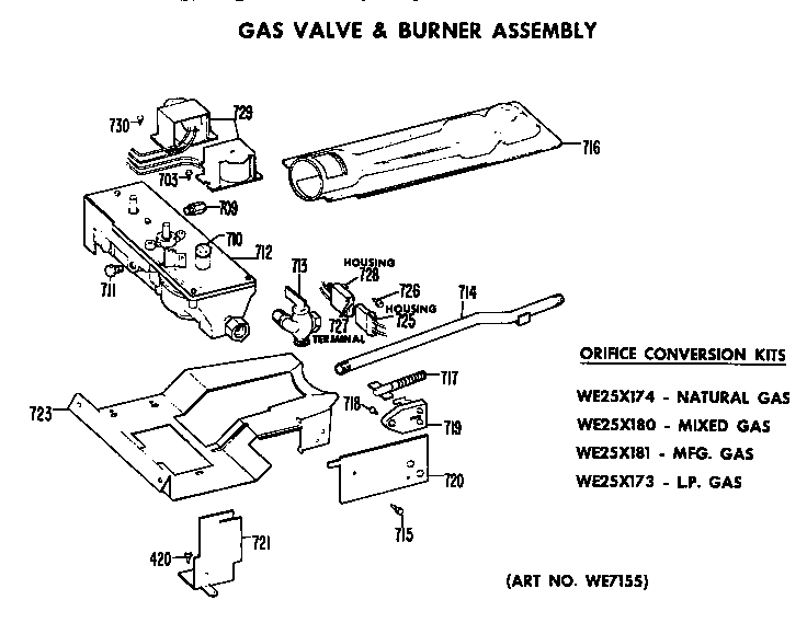 Gas valve and burner assembly