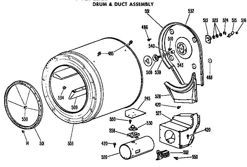 Drum and duct assembly